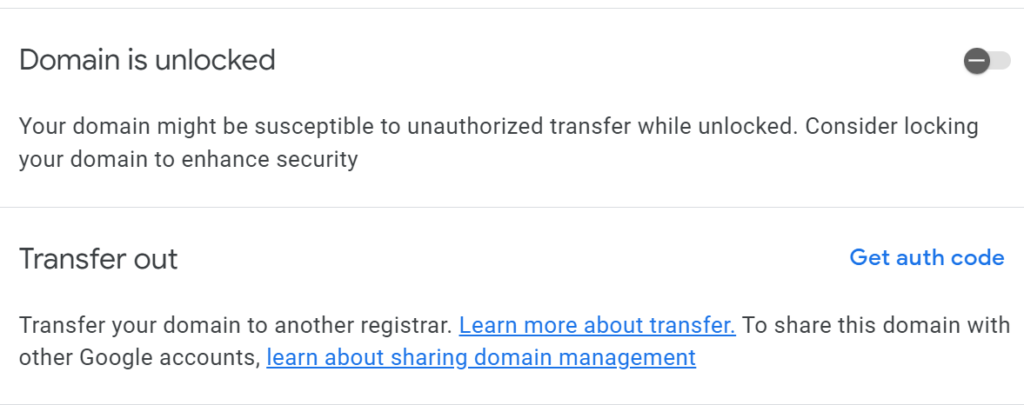 Google Domains Unlock example