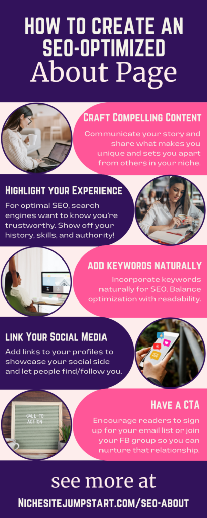 infographic about crafting an seo-optimized about page